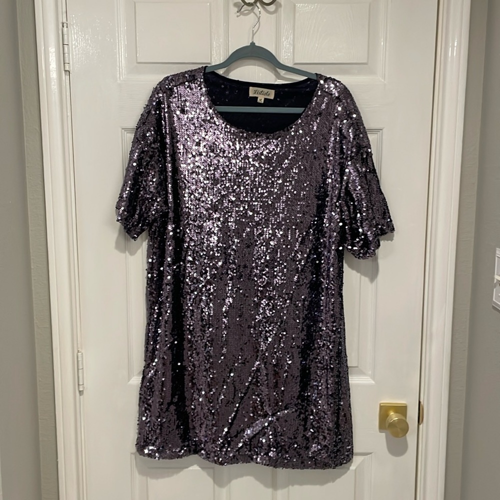 Purple Sequin Mini Dress